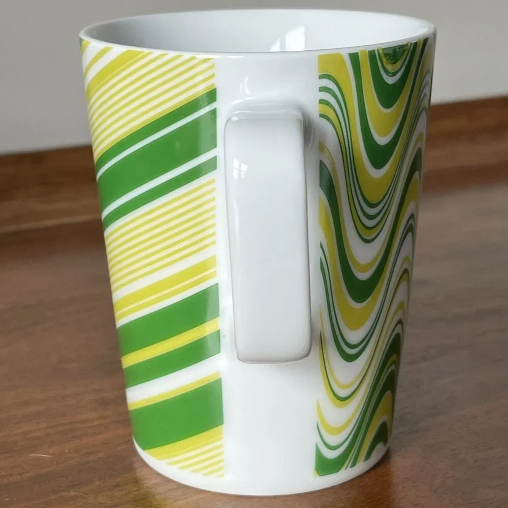 IKEA Mug 12289 Green Chartreuse Floral Geometric Retro Coffee Cup Ceramic